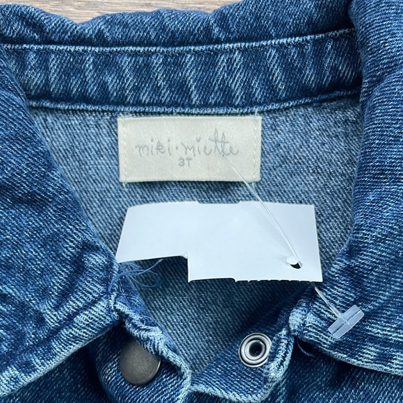 miki miette denim jacket with smiley, rainbow & evil eye patches in EUC. Size 3 - Picture 2 of 8